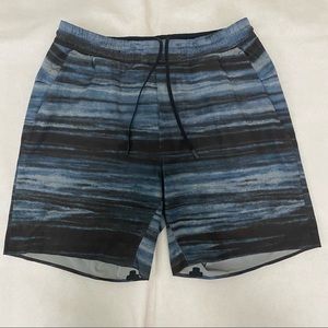 Lululemon Lined Shorts 7" Blue & Black Yoga Hiking Running Biking Chubbies